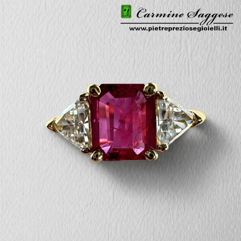 ANELLO OR RUBINO TS.+DIAM. TRIAN.