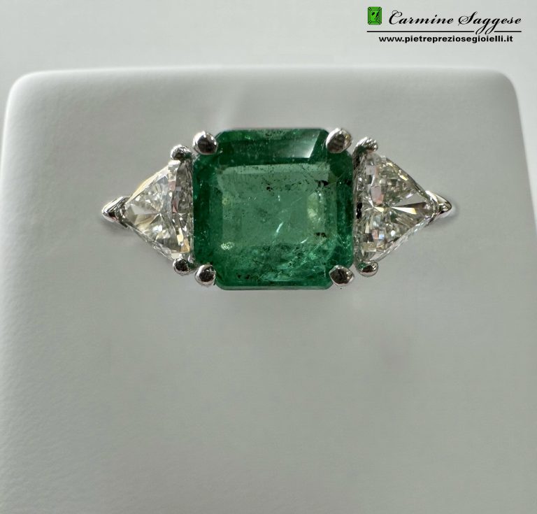ANELLO OR SMERALDO TS.+DIAM. TRIAN.