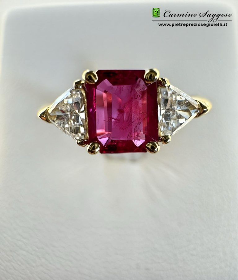 ANELLO OR RUBINO TS.+DIAM. TRIAN.
